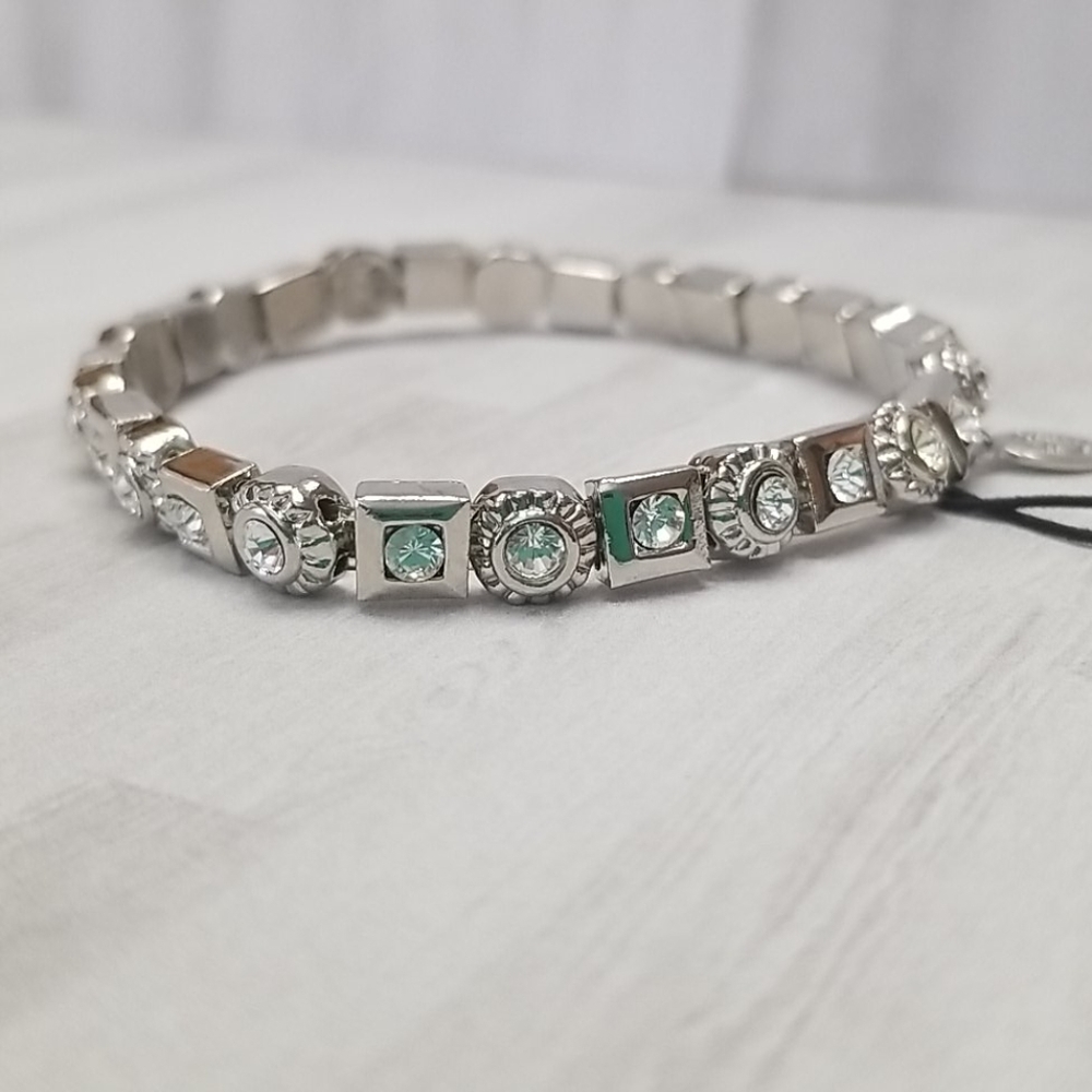Cookie Lee Crystal silver glam stretch bracelet-clear NWT